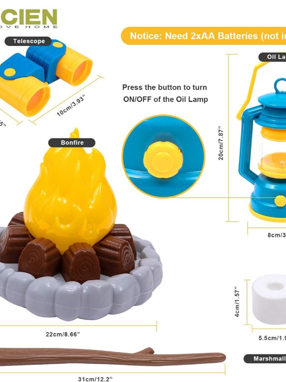 Kids Camping Play Tent with Toy Campfire / Marshmallow /Fruits Toys for Boys Gir - Picture 3 of 8